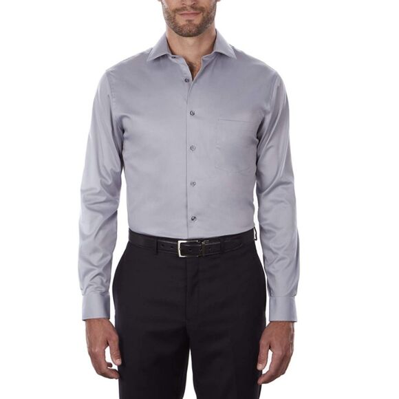 Mens Large 16 (34/35) Gray Wrinkle Free Button Up Long Sleeve Shirt VAN HEUSEN - Picture 1 of 4